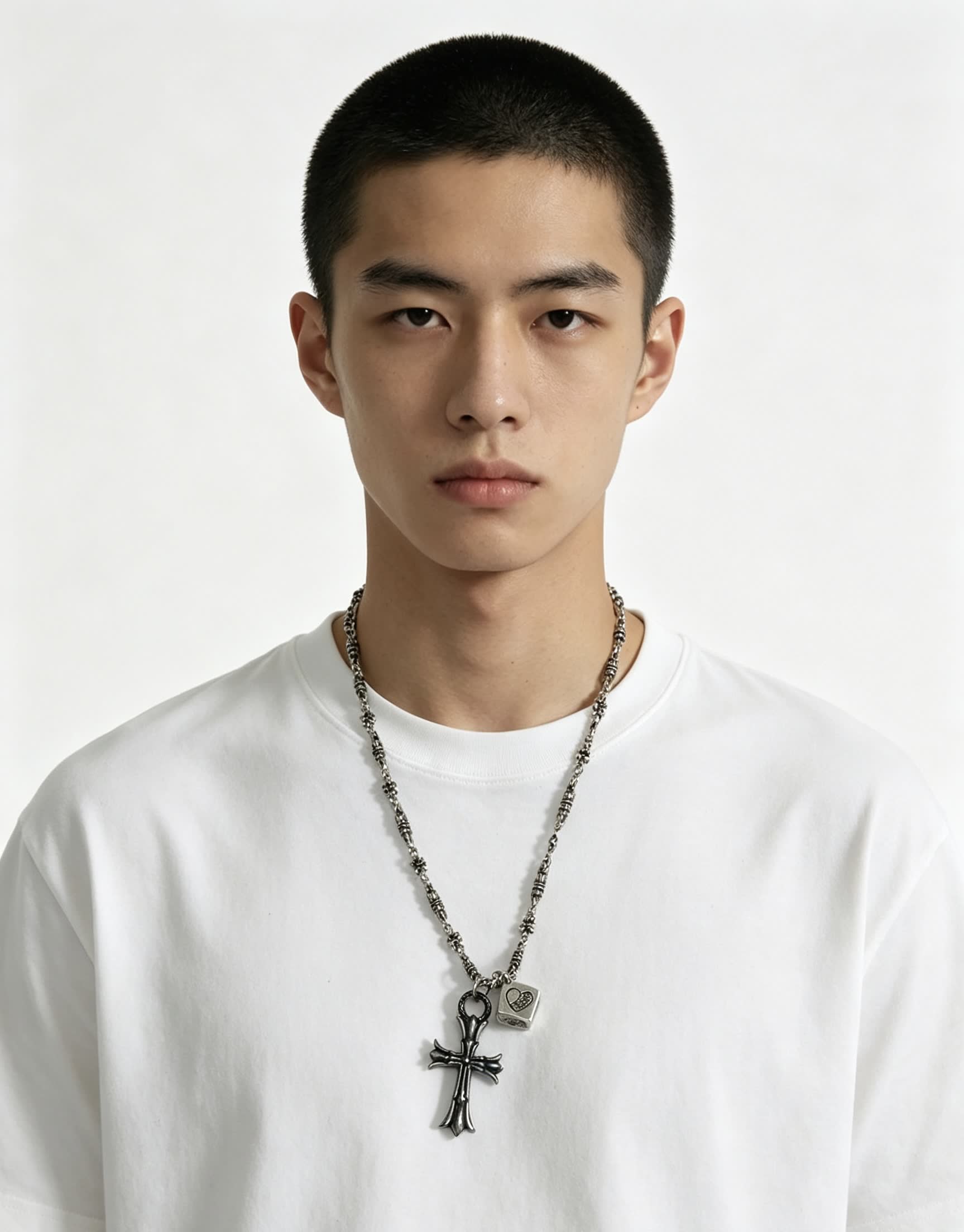 Chrome Hearts Silver Cross Pendant Necklace